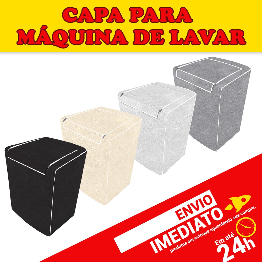 Capa Maquina de Lavar c/ Ziper Brastemp Electrolux Consul Todas Marcas Modelos 9kg 10kg 11kg 12kg 13kg 14kg 15kg Flanelada Resistente