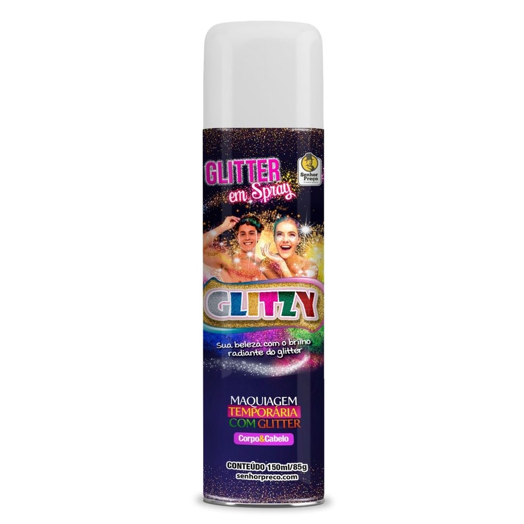 Spray de glitter glitzy branco 150ml Shopee Brasil