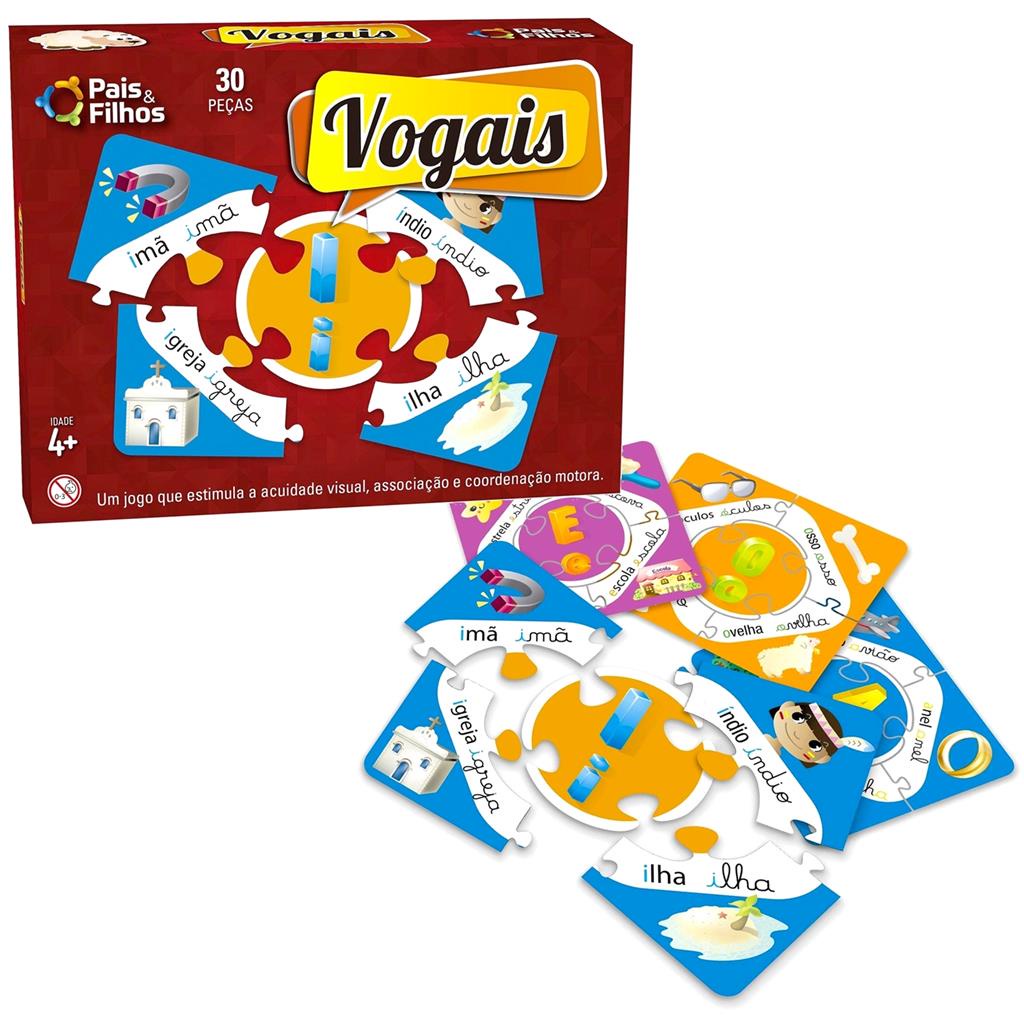 Jogo Pedagogico Vogais 30 Pecas Brincar De Aprender - Pais e Filhos