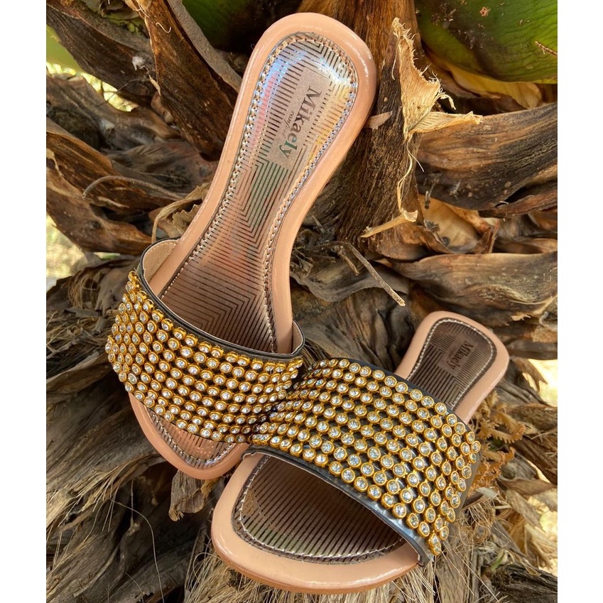 Rasteira Chinelinho Feminina Casual Moda Dia A Dia Confortável Lançamento PROMOÇÃO Rasteirinha Strass Chinelo
