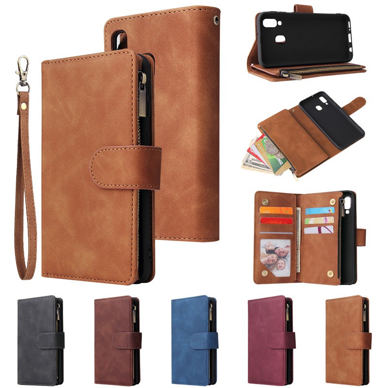 Carteira De Luxo Para Samsung Galaxy A51 A71 A10 A20 A30 A50 A70 A70S A50S A30S A20S A10S Couro Com Zíper Capa Flip