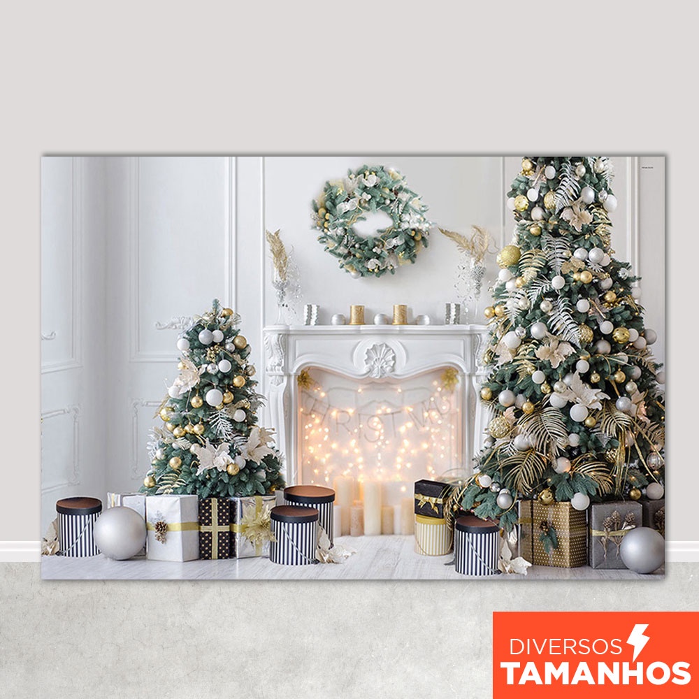 Painel de Natal Fundo Decoração Natalina Cenário Árvore de Presentes para Fotos Em Tecido Sublimado