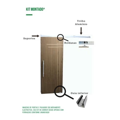 Kit p/ Porta Correr Trilho Alumínio 35x35 1,80m Branco - RDA-2