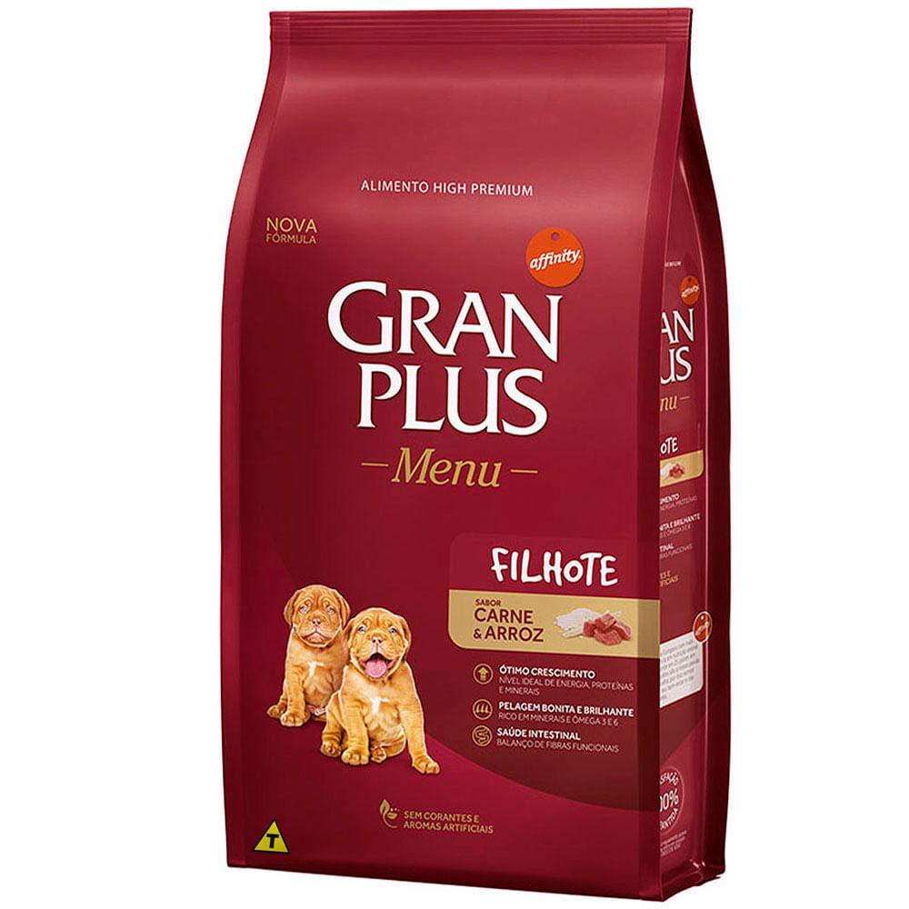 Ração GranPlus Menu Cães Filhotes Raças Médias e Grandes Carne e Arroz 15kg - Pets