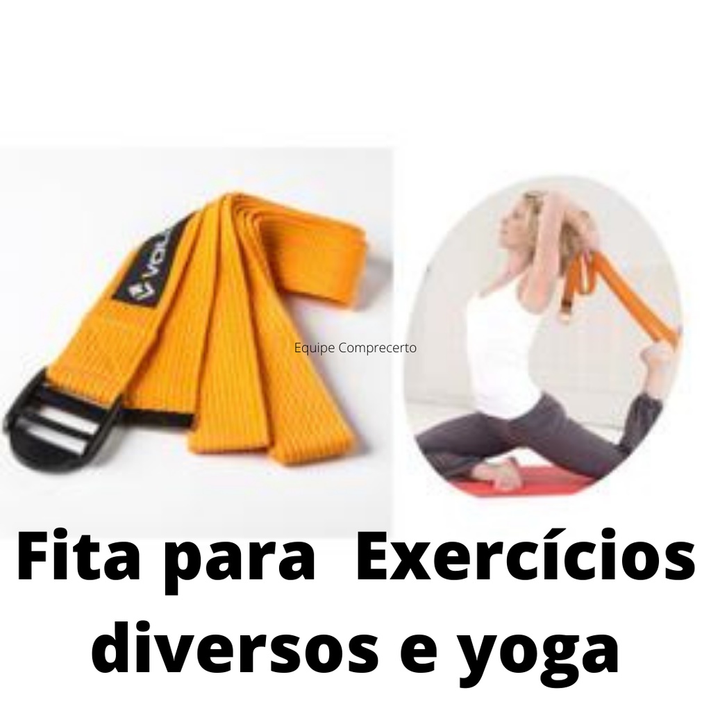 Fita Cinta Faixa 1,90m de Yoga Pilates Alongamento Unissex - Vollo Sports