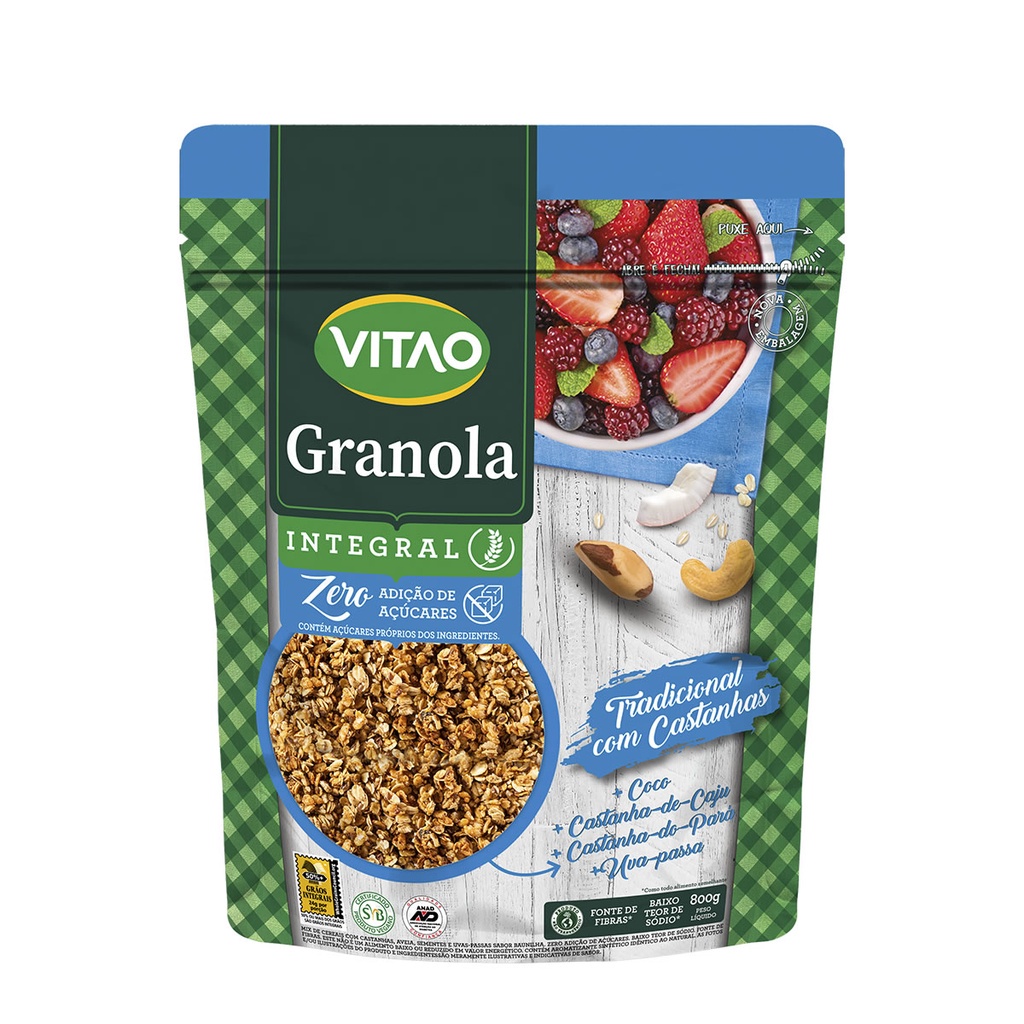 Granola Tradicional Zero Açúcar 800g - Vitao