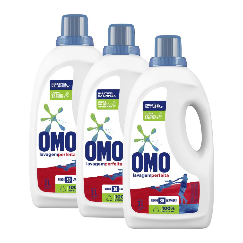 Kit com 3 Sabão Líquido OMO Lavagem Perfeita 3L