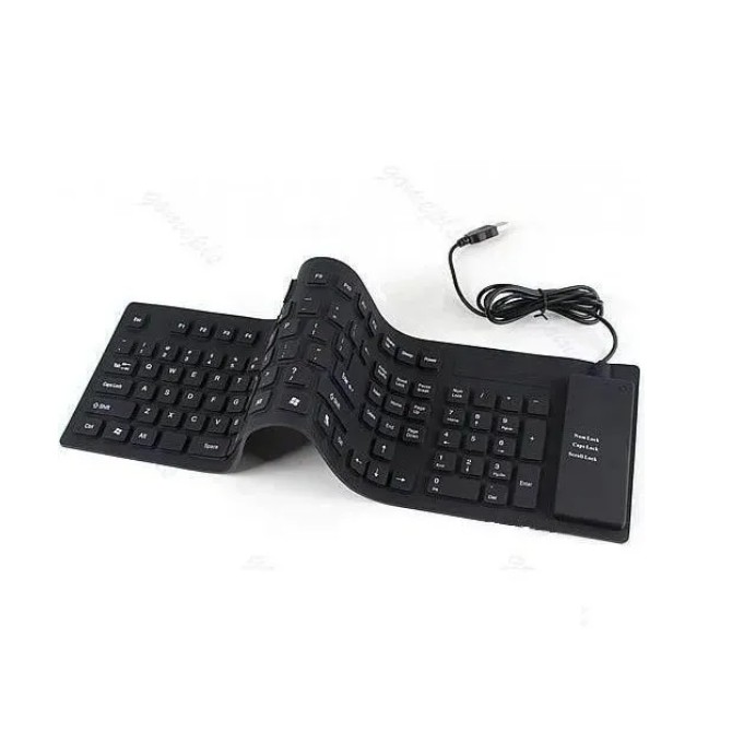 Teclado Flexível Silicone USB Dobrável Impermeável Para Notebook PC Tablet Mac Portátil Silencioso