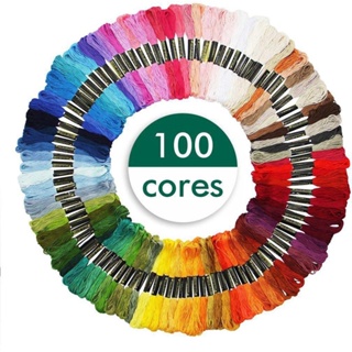Kit Meadas 100 Unidades Para Bordado Diversas Cores Sortidas 8m/6 Fio em Oferta na Shopee