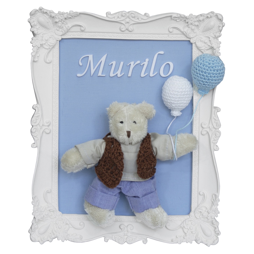 Quadro Enfete Maternidade Urso Ursinho Bexigas Menino Bebê