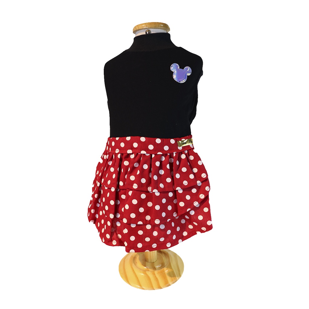 Roupa pet Vestido Pet Minnie póa preto vermelho vestidinho roupinha pets cães e gatos