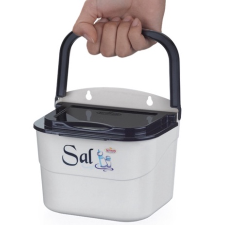 Saleiro Plástico Branco Com Tampa e Alça Color - Porta Condimentos - Potes Plásticos Nitron