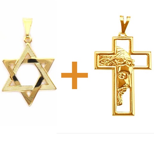 Promoção Pingente Estrela De Davi + Pingente Face De Cristo
