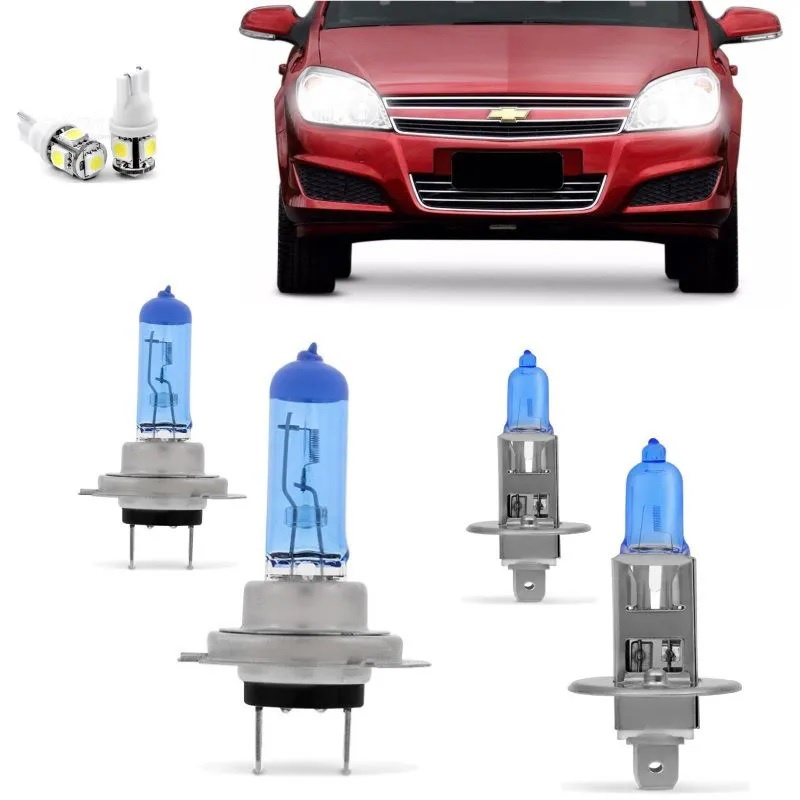 Kit Lampadas Vectra Gt Gtx 2010 2011 2012 Super Brancas Farol H7 H1 - 8500k 12v 55w Inmetro
