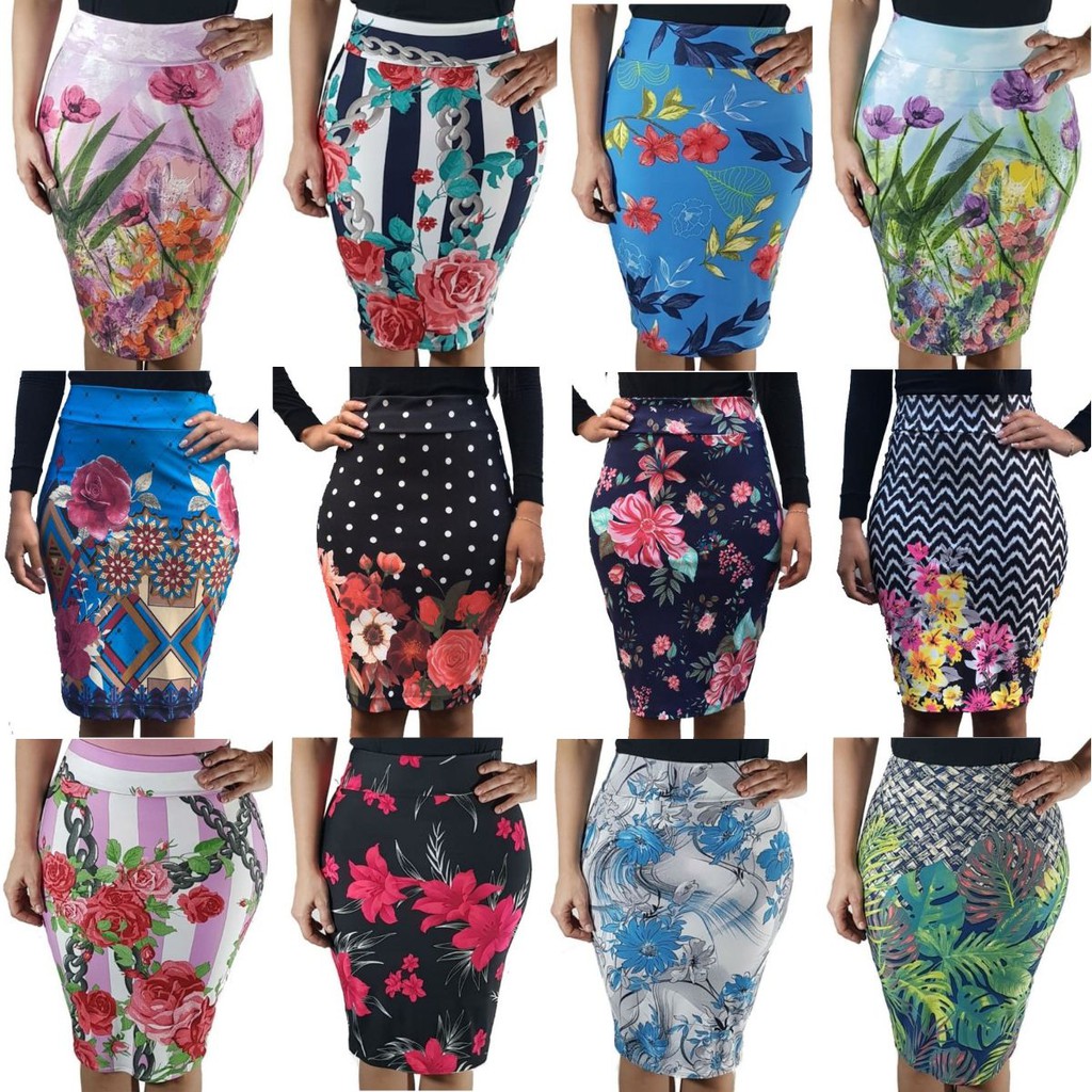 Kit 4 Saias Moda Evangélica Feminina Reta Midi Lápis.