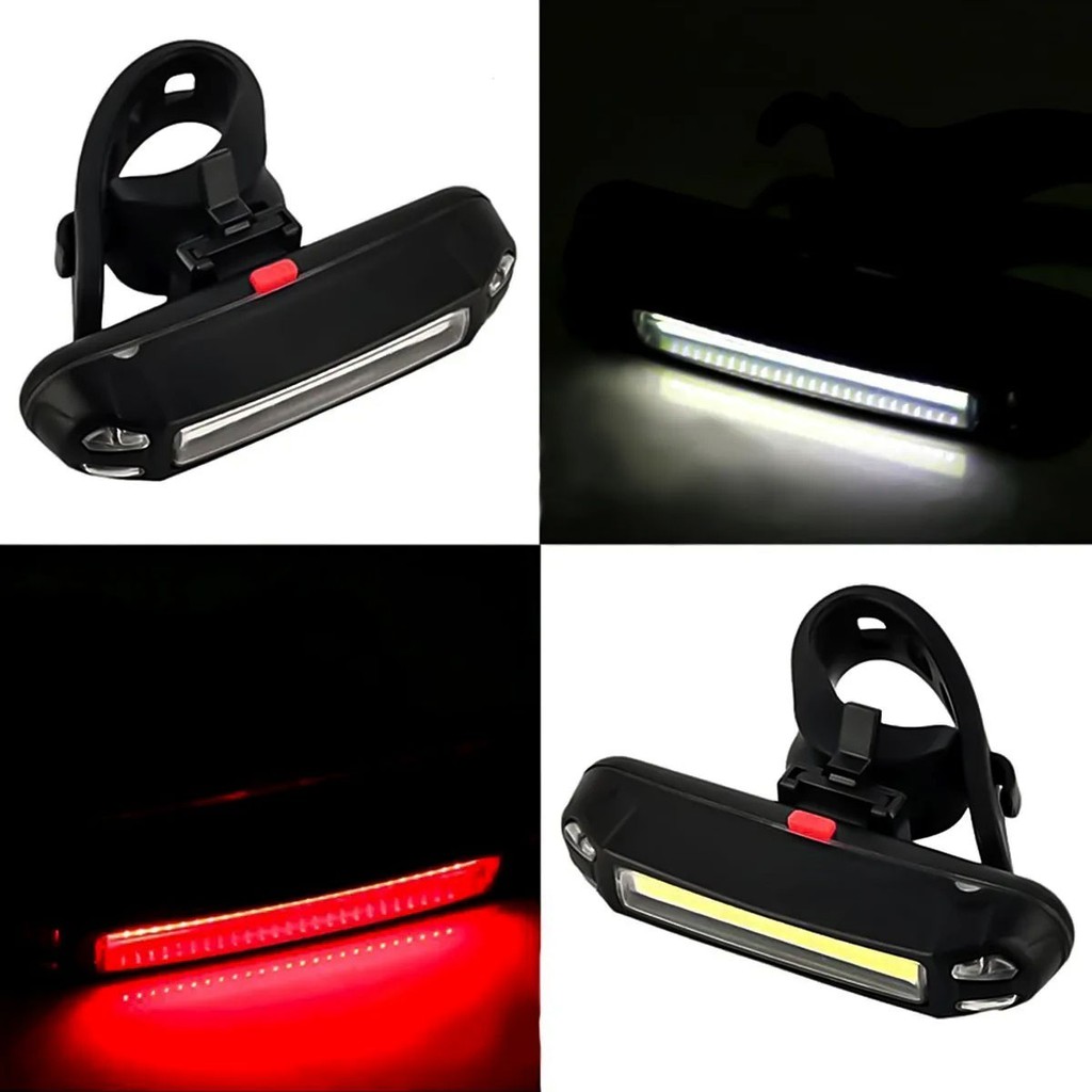 Sinalizador Traseiro Bike Luz Vermelho e Branco Recarregável 100 Lumens