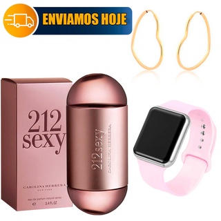 Kit Feminino Presente Relogio Digital + Perfum 212 + brinco Promoção verão . Pronta entrega. desconto