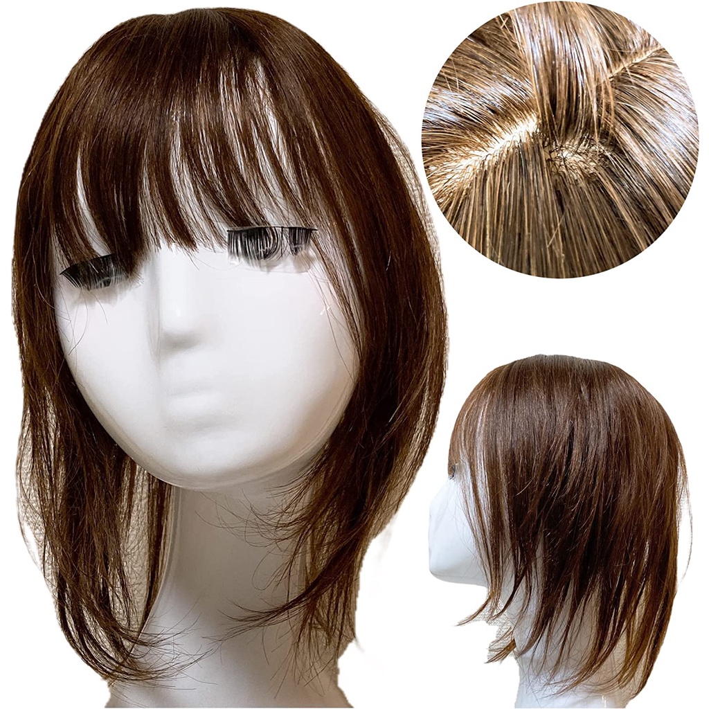 Diretamente do Japão, Luce Brillare - Peruca Parcial Feminina, 100% Cabelo Humano, Semilonga, Lisa, Uso Médico, Ondulada