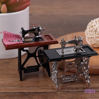 [ZITG] 1 : 12 Mini Máquina De Costura Para Móveis Dollhouse Com Tesoura Decoração De Casa De Bonecas enfeites em miniatura