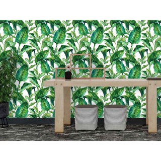 Papel De Parede 3d Folhas Folhagem Tropical Auto Colante em Oferta na Shopee