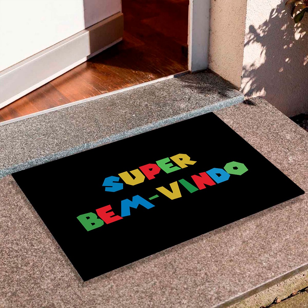 Tapete Tapete Capacho Porta de Entrada Decorativo Super Bem Vindo Divertido Perfeito Para Decorar Sua Porta De Entrada Super Oferta