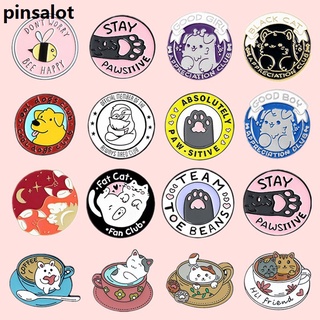 Coleção De Alfinetes Redondos De Esmalte Animal Pés De Pata Impressão Broches Gatinho Para Cachorro Raposa Crachás De Lapela Presente