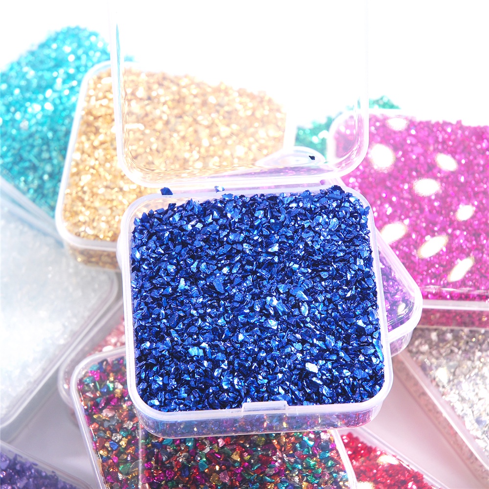 80g Pedras De Vidro Triturado Enchimento De Resina Para Epóxi DIY Molde De Silicone De Pedra Quebrada Irregular Arte De Unhas Artesanato