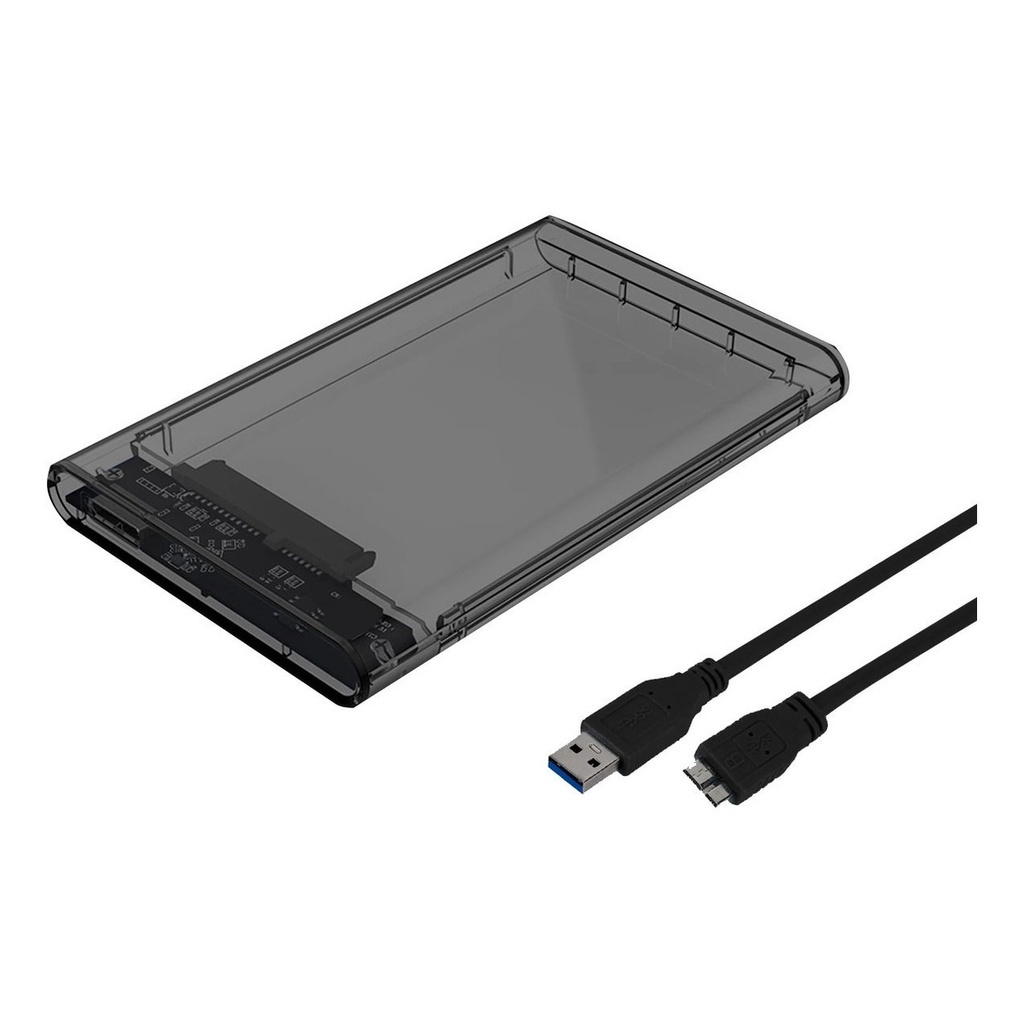 Case Para Protecao Disco Rigido Hd Externo 2.5 Usb 3.0 6gbps Pc Ps4 Hd80 Preto Transparente Luuk Young