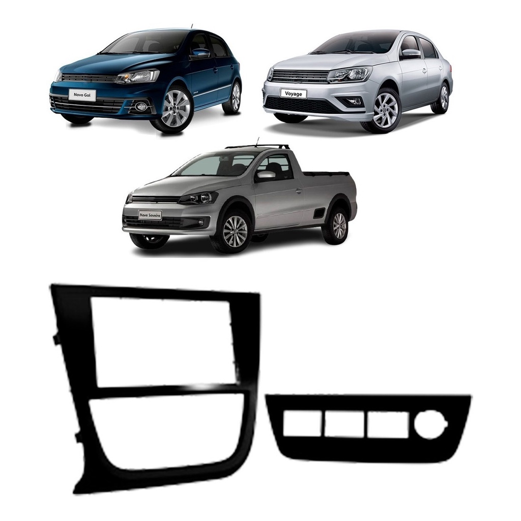 Moldura 2 Din VW Gol/Voyage/Saveiro G5 Suporte C/ 4 Botões Black Piano (Japonês/Chinês) - (4286) em Oferta na Shopee