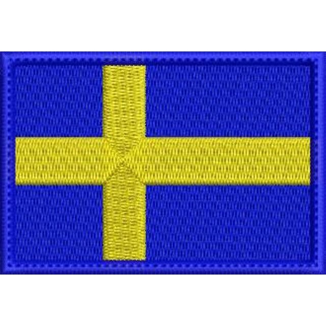 Patch Bordado 8x5,5 cm Bandeira Suécia Colorida com ou sem carrapicho e também termocolante.