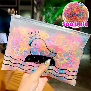 500 Peças Bolsa Elástico De Cabelo Feminino Descartável Multicolorido
