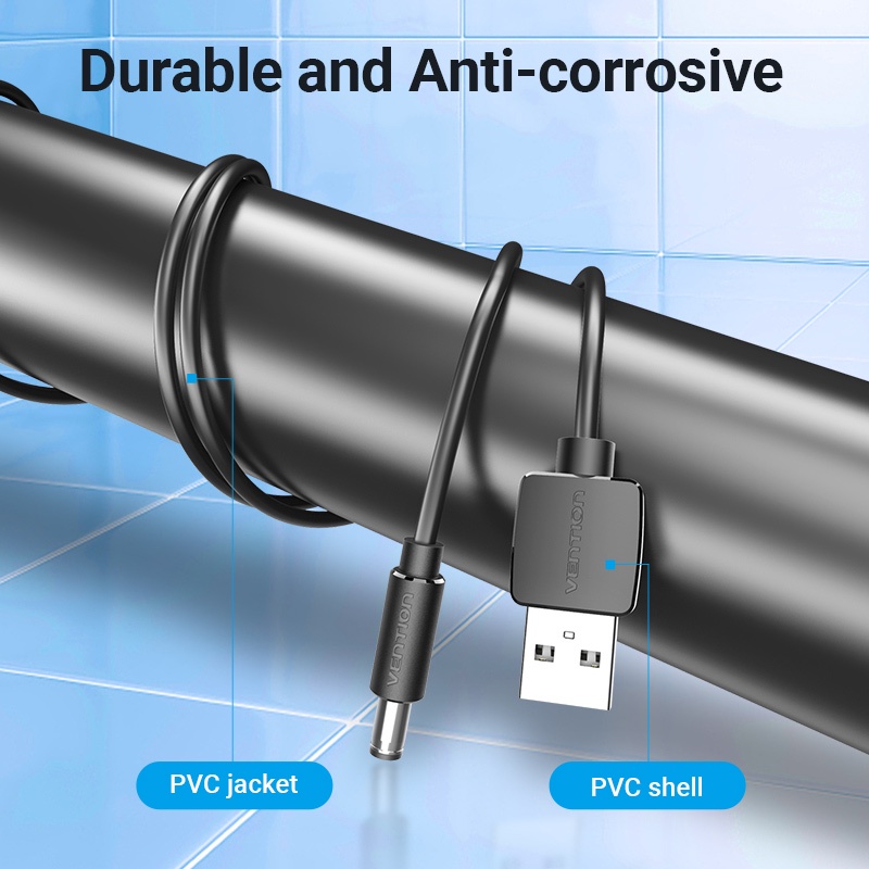 Cabo de Carregamento USB para DC 5.5mm New Vention 28 AWG para Ventoinha Mini de Hub e Lâmpada de Mesa