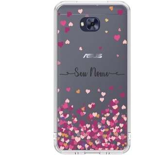 Capa de Celular Capinha Asus Zenfone 4 Selfie Personalizada  - Corações Rosa Com Nome