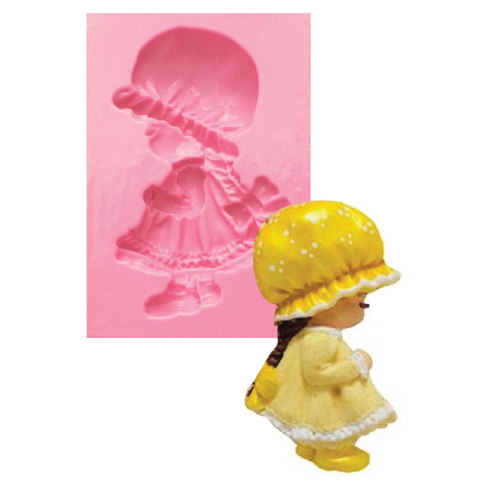 Molde De Silicone Boneca Biscuit 6,0 x 4,0cm Boneca De Jardim Encantado Menina Camponesa