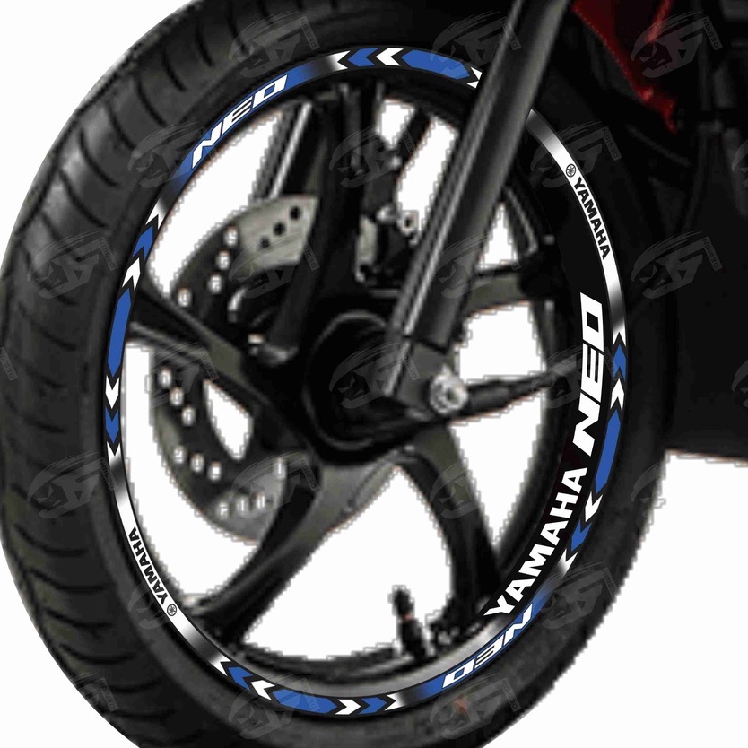 Adesivo Friso Refletivo Roda Moto Yamaha Neo 125 + Adesivos Internos M01 azul