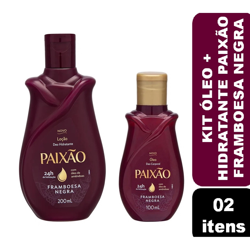 Kit Loção Hidratante Paixão Framboesa Negra 200ml + Óleo Corporal Paixão Framboesa Negra 100ml
