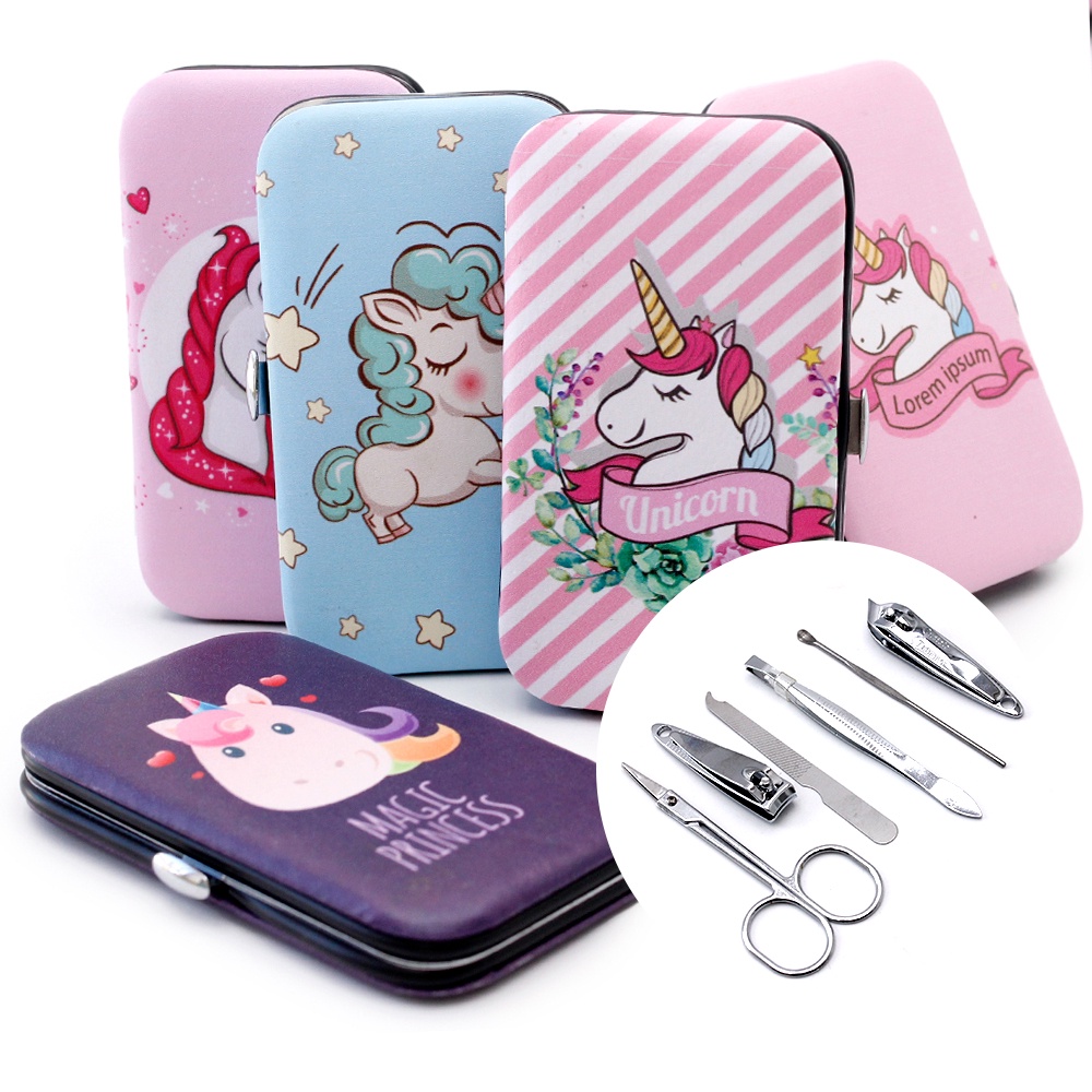 Kit Manicure Viagem - Sortido Alicate Unha Pinça kit com 6 Unidades Com Estojo