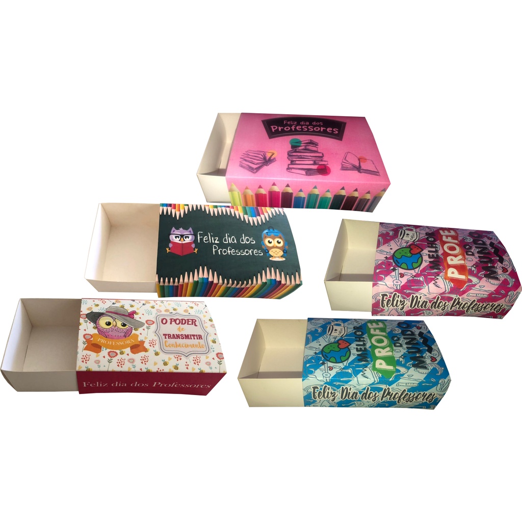 6 Caixas para 6 Doces ou Brigadeiros Personalizadas Dia dos Professores