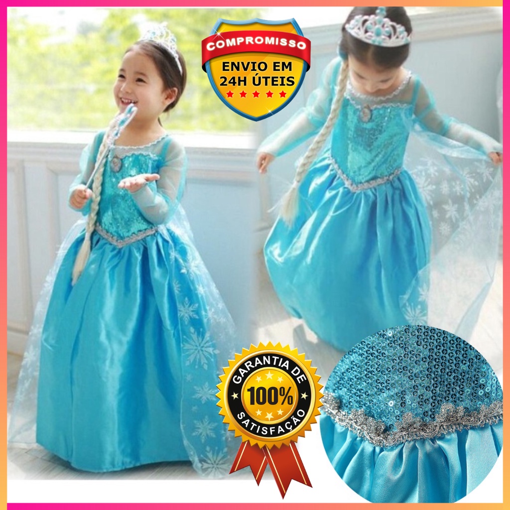 Vestido Princesa Elsa Anna Frozen Infantil Festa Aniversário