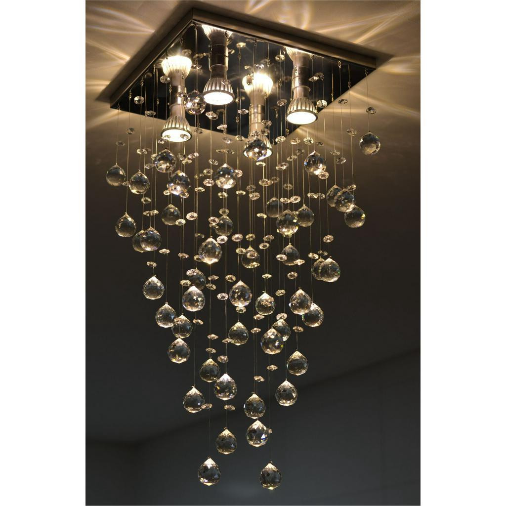 Achadinhos da shoppe sala LUSTRE delicado e Charmoso para Quarto Sala Hall de Entrada ALTO BRILHO BASE 30x30 Em Cristais Legítimos k9 Mesa de Jantar ENVIO IMEDIATO