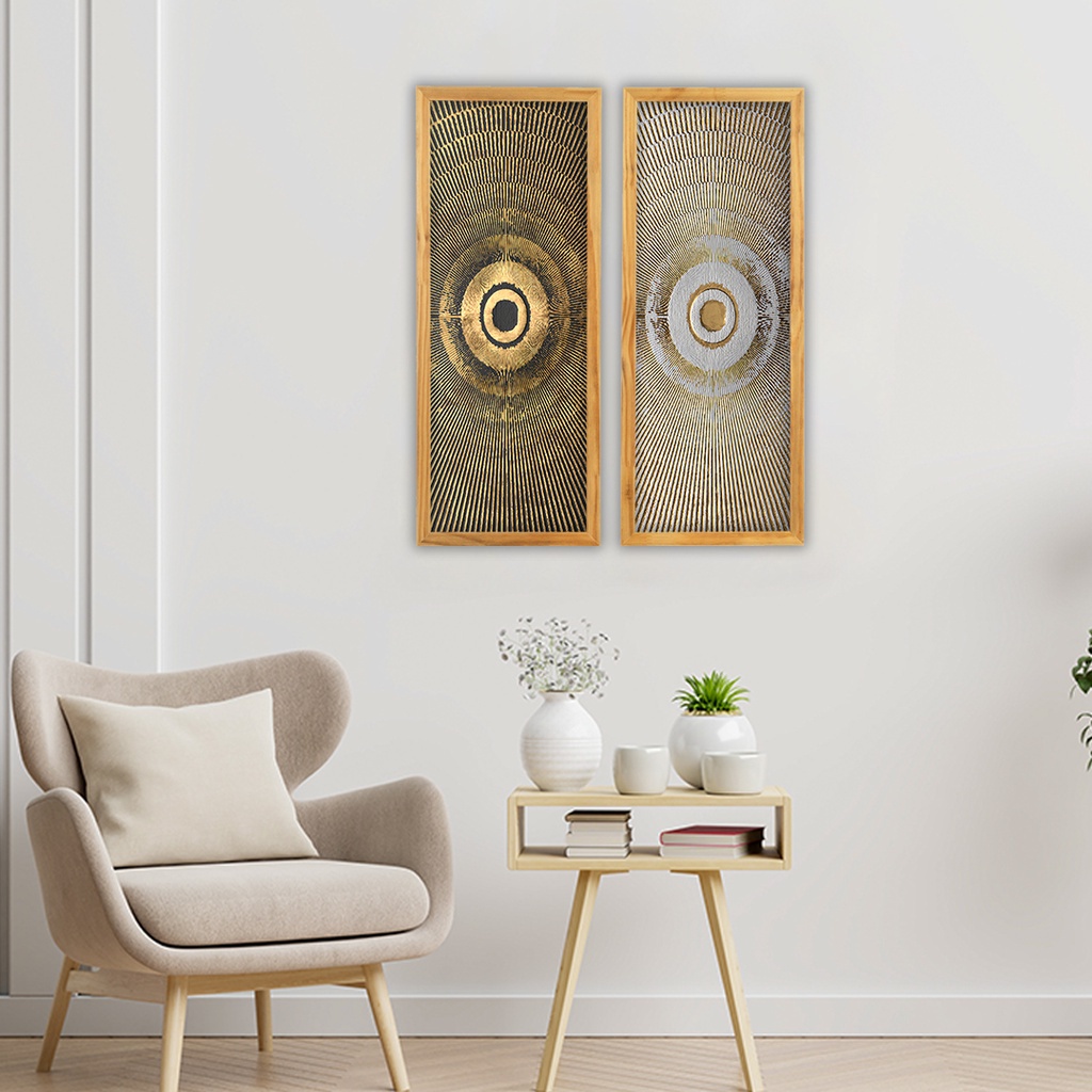 Quadro Decorativo Conjunto Para Sala Modernos Abstrato Preto Dourado Cozinha Recepção Hall Escritório · foto 2