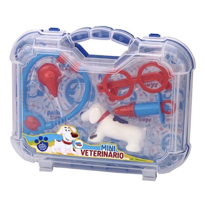 Mini Maleta Veterinario Presente Para Menino Kit Maleta Mini Veterinário - Azul