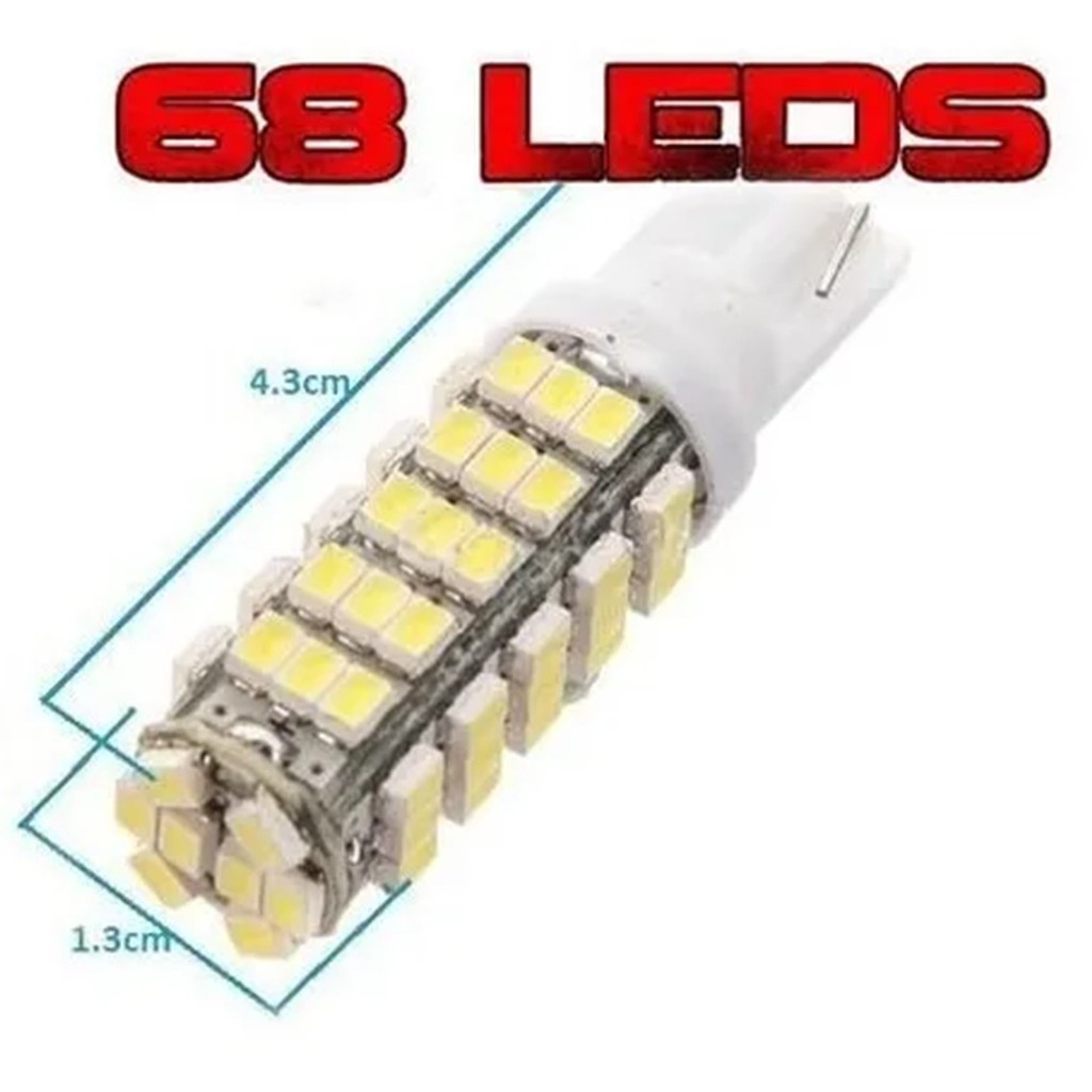 1 Lampada Led Pingo 68 Leds Lampada Automotiva T10 Farolete