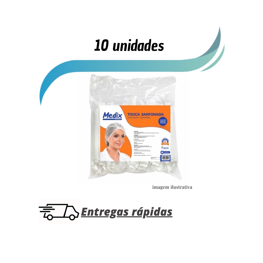 Touca Sanfonada Proteção Cabelo Não Estéril Branca Fechamento Por Elástico 5 Ou 10 Unidades em Oferta na Shopee