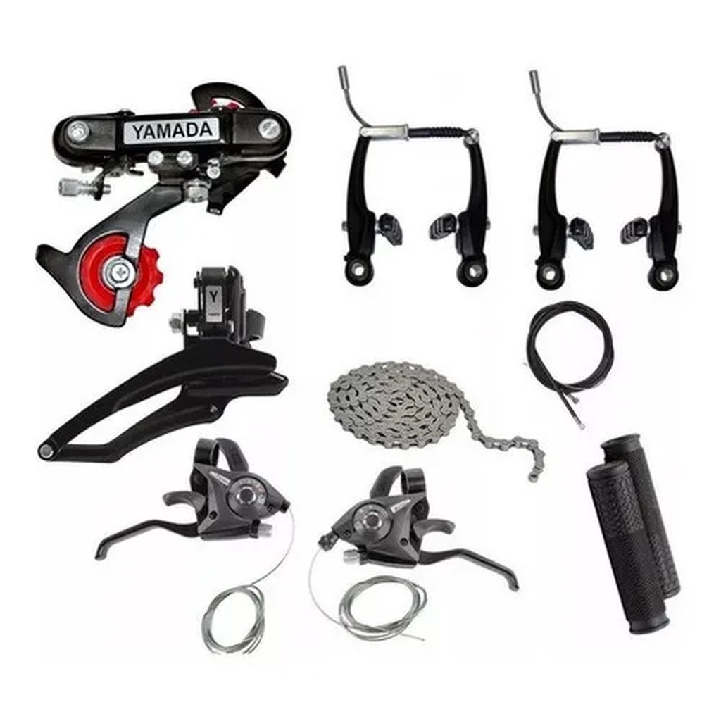 Kit Relação 21 Marchas Bicicleta Rapid Fire + Freio Vbrake RapFire Corrente Manopla Bicicleta 29 - Sports & Outdoors