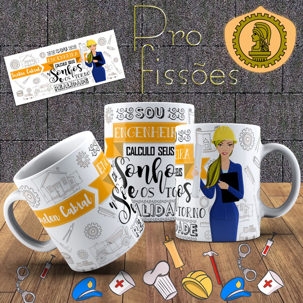 Caneca Engenharia Civil Profissões Personalizada