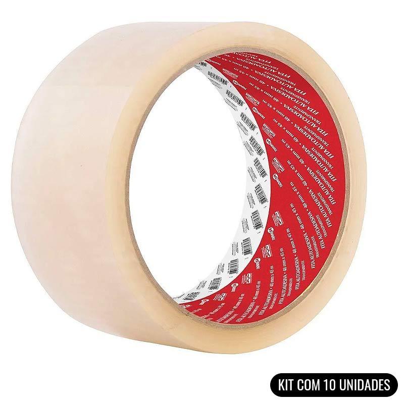 Fita Para Empacotamento 48MM x 45M Transparente Kit Com 10 Unidades NOVE54 em Oferta na Shopee