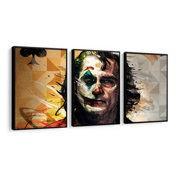 Kit 3 Quadros Decorativos Coringa Joker Personagem Cinema Molduras