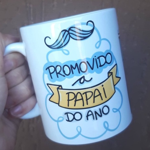 CANECA PERSONALIZADA PROMOVIDO A PAPAI XICARA CERAMICA PORCELANA, Presente Criativo, Aniversario, Pai, Chá Revelação, Gravidez