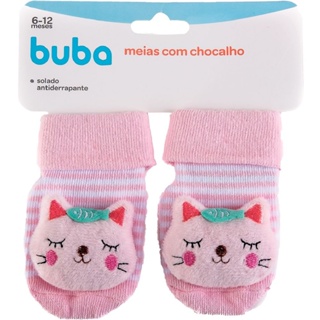 Meias Antiderrapante Com Chocalho Gatinho Rosa 12729 Buba em Oferta na Shopee